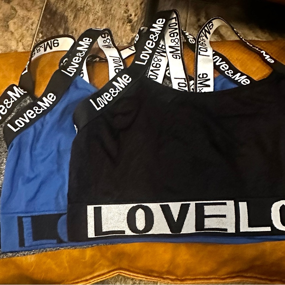 Black/Gray and Blue Love&Me Sports Bra Set of 3